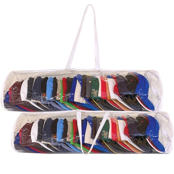Evelots Giant Hat Storage Bag-30 Inch-Clear-Up to 100 Baseball/Trucker Cap-Set/2 - Set of 2