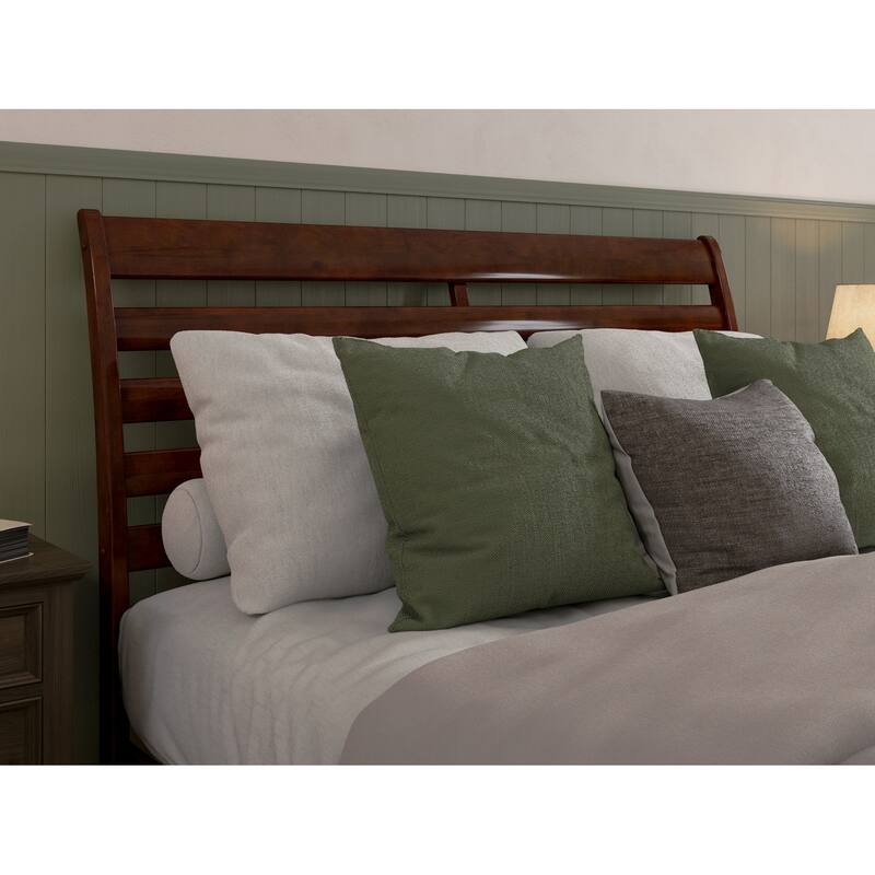 Savannah Solid Wood Headboard with Attachable Charger - Walnut - Queen