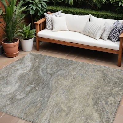 HomeRoots Abstract Transitional Rectangle Outdoor Rug