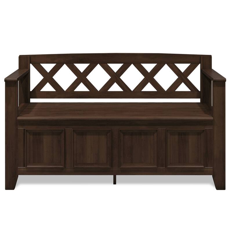WYNDENHALL Halifax 48 inch Wide Solid Wood Transitional Entryway Bench - 48 Inches wide