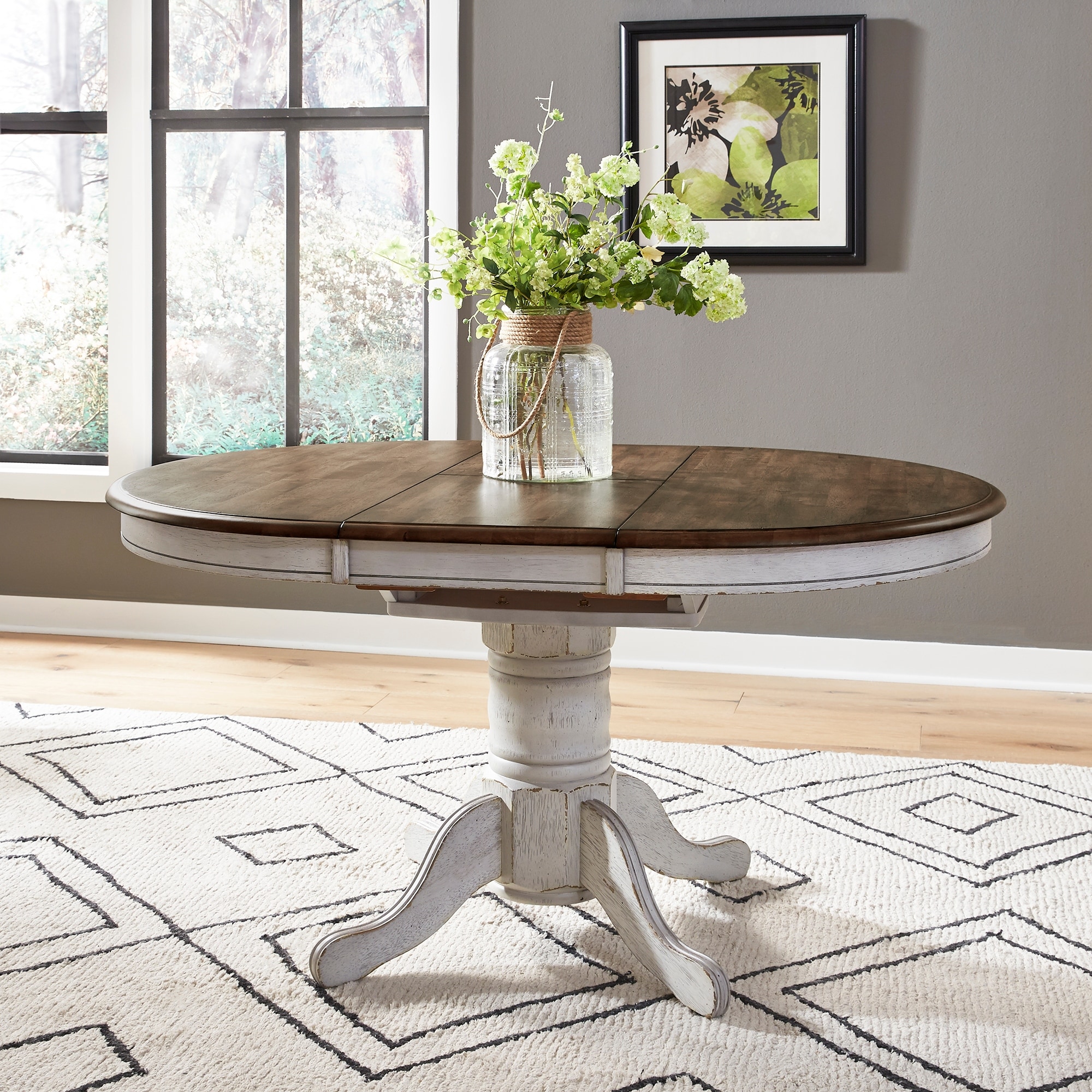 Liberty Furniture Carolina Crossing Oval Pedestal Dining Table 15" Leaf