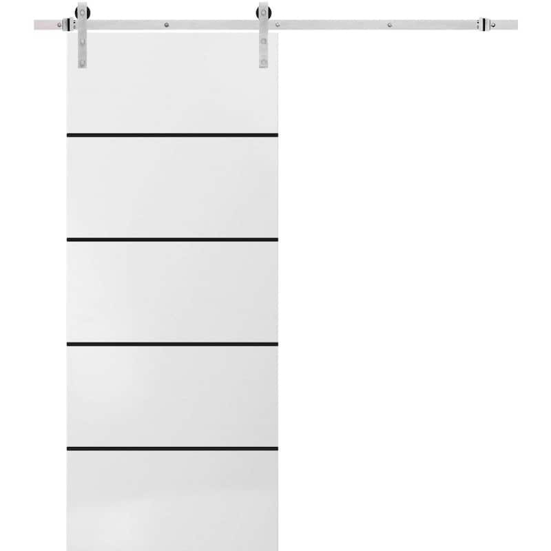 Sturdy Barn Door 36 x 80 Planum 0015 White Silk with 6.6FT - 42" x 80"