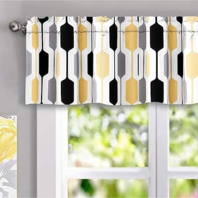 DriftAway Riley Geo Lined Window Curtain Valance Gold Black Gray 52 x 14 - 52" width x 14 " length - 52" width x 14 " length