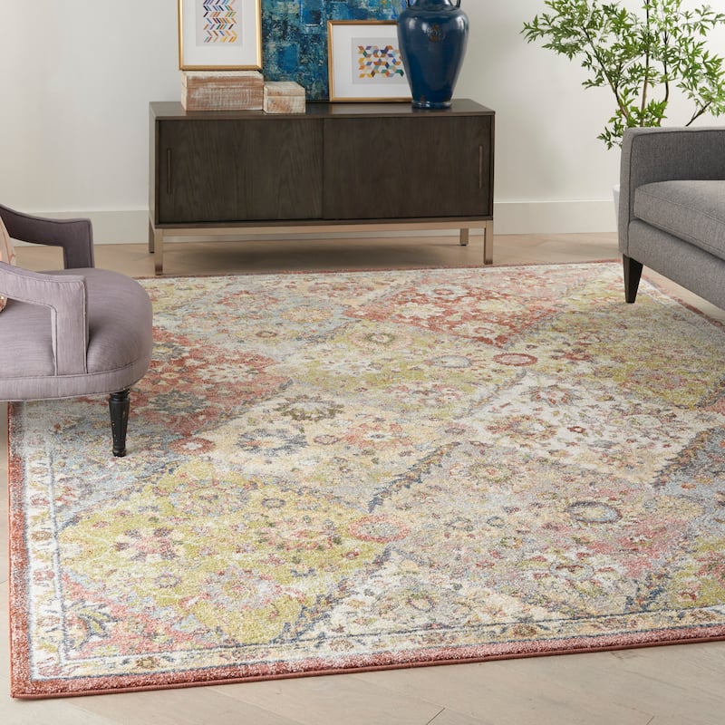 Nourison Soraya Transitional Country Botanical Floral Area Rug - 7' 10" x 9' 10" - Terracotta Multicolor - Rectangle
