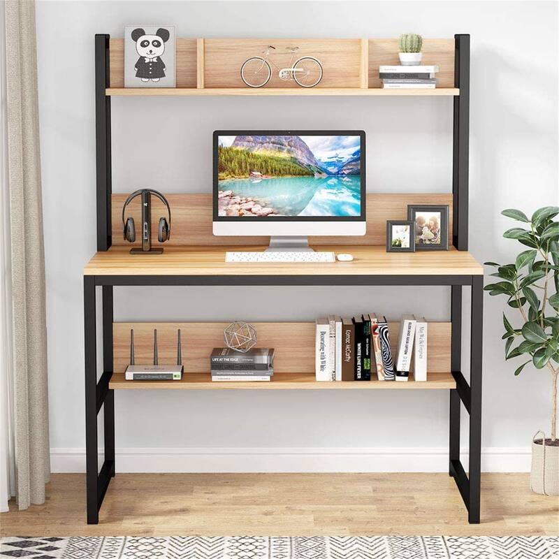 Computer Desk, Home Office Desk Study Desk with Hutch and Shelves