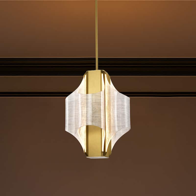 Idris LED 4 Light Pendant Vintage Brass Finish Light Guide Panels - Vintage Brass