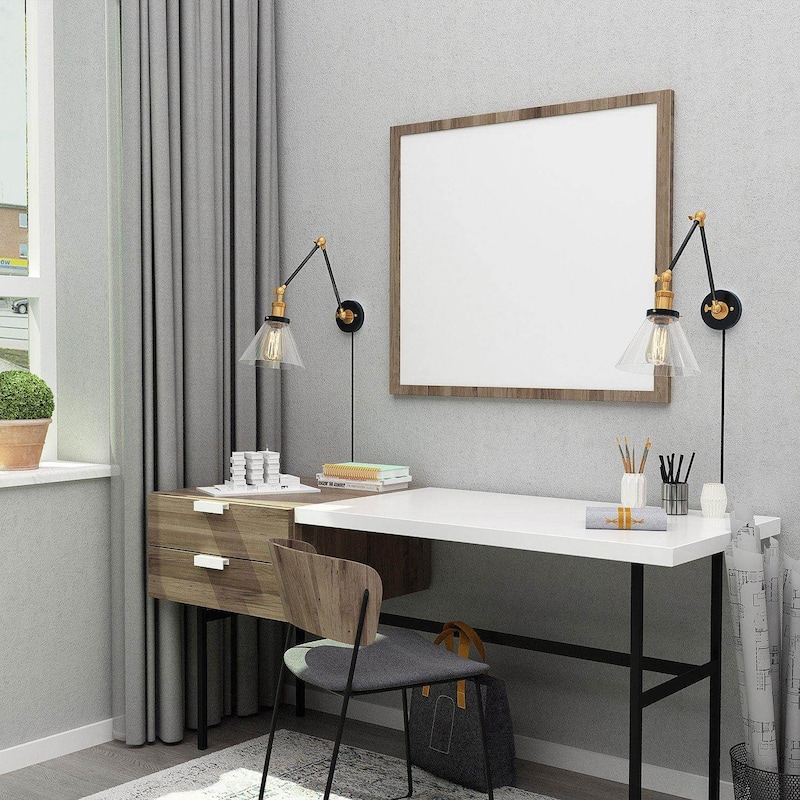 Carbon Loft Modern Industrial Plug-in Wall Lamp Swing Arm Sconce - 20" x 7.25 "x 14"