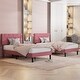 preview thumbnail 37 of 65, VECELO Upholstered Kids Bed Frame with Diamond Tufted Headoard,Twin Size Bed Set of 2