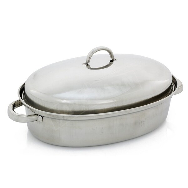 42cm Stainless Steel Oval Roaster Roasting Pan Dish With