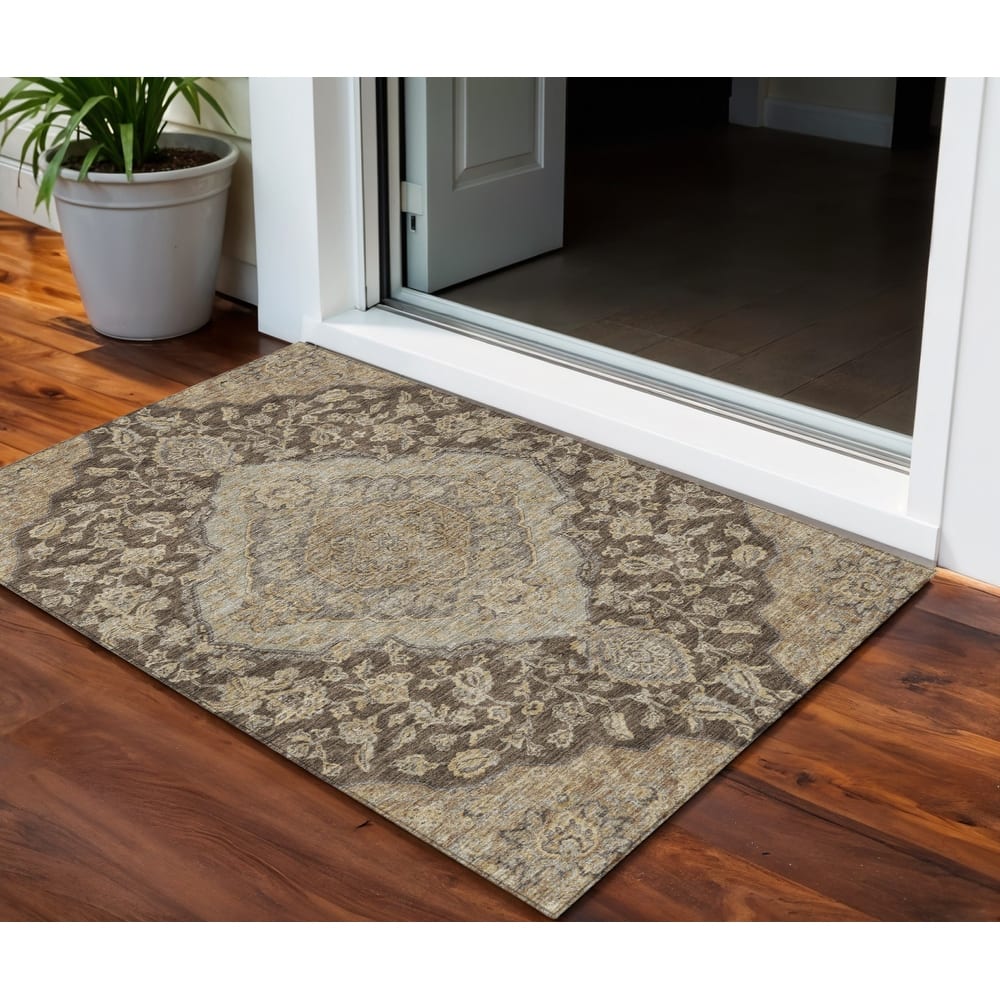 HomeRoots Oriental Traditional Rectangle Outdoor Rug