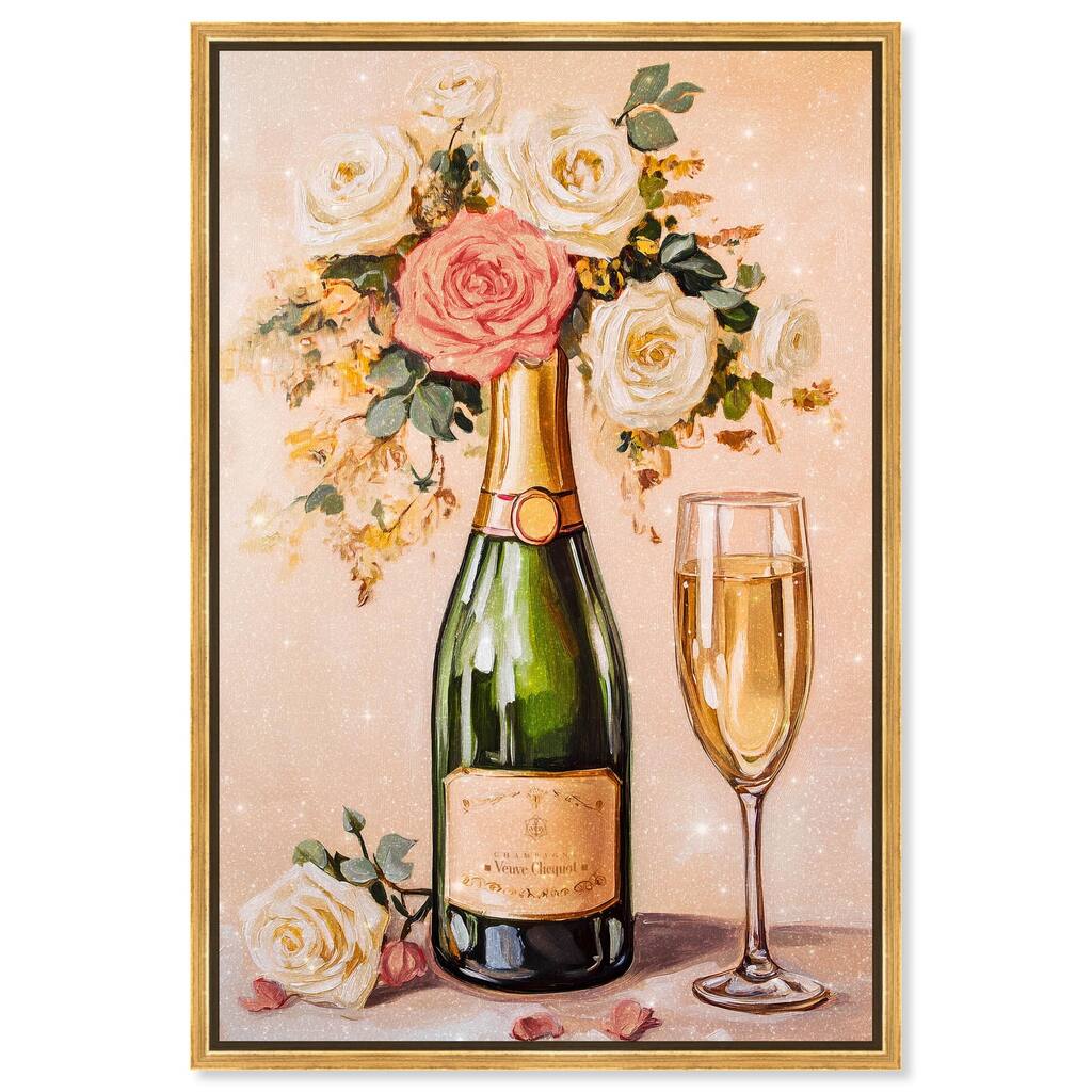 Blooming Champagne Vase Canvas by Art Remedy