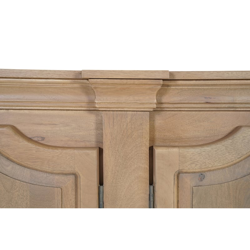 Willow Solid Mango Wood 6-Door Sideboard with Arched Panel Design - N/A