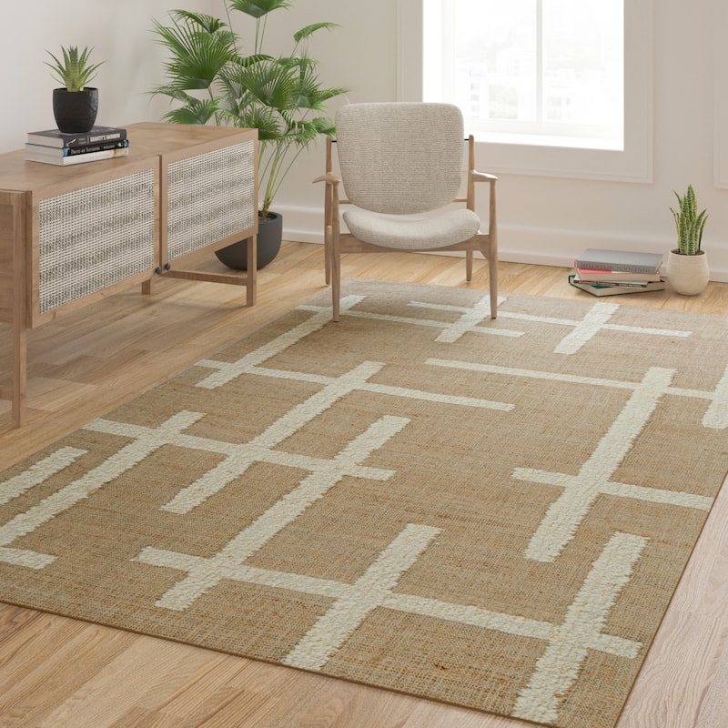 Sevita Natural/Ivory Contemporary Abstract Area Rug