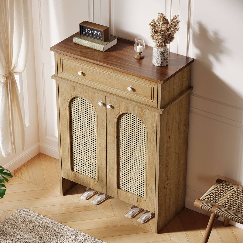 Shoe Cabinet with Doors, 6-Tier Shoe Rack with Drawer, Adjustable Shelves
