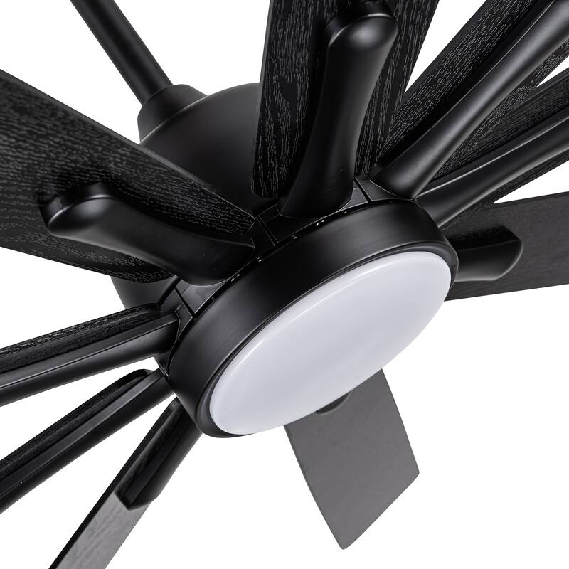 YUHAO 72 Inch Windmill Antique Black Industrial Wooden Large Ceiling Fans With LED Lights and Remote Control