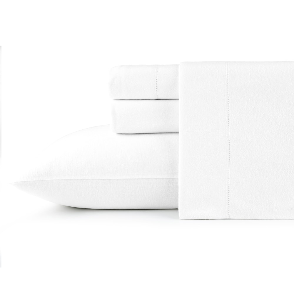 Pointehaven Solid Cotton 180 GSM Deep Pocket Oversized Brushed Flannel Sheet Set