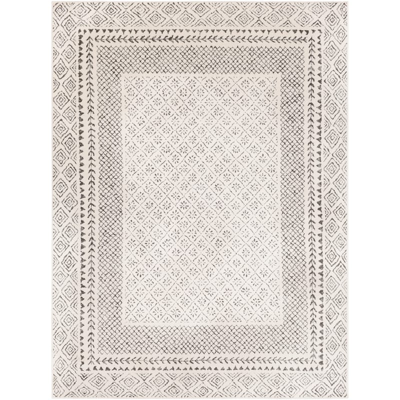 Livabliss Tiffany Grey Bohemian Border Area Rug