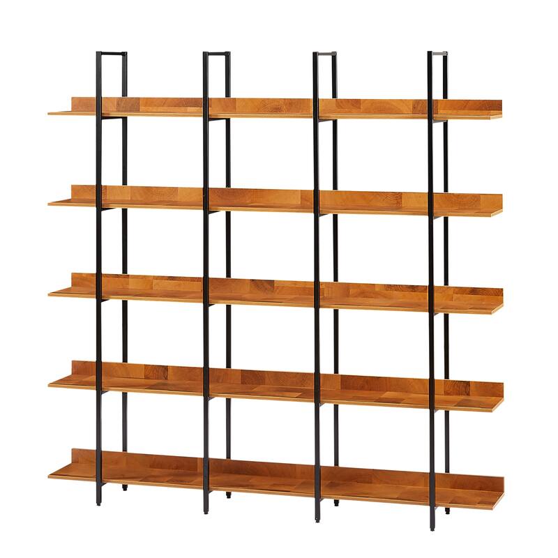5 Tier Bookshelf Office Bookshelf Metal Frame MDF Board