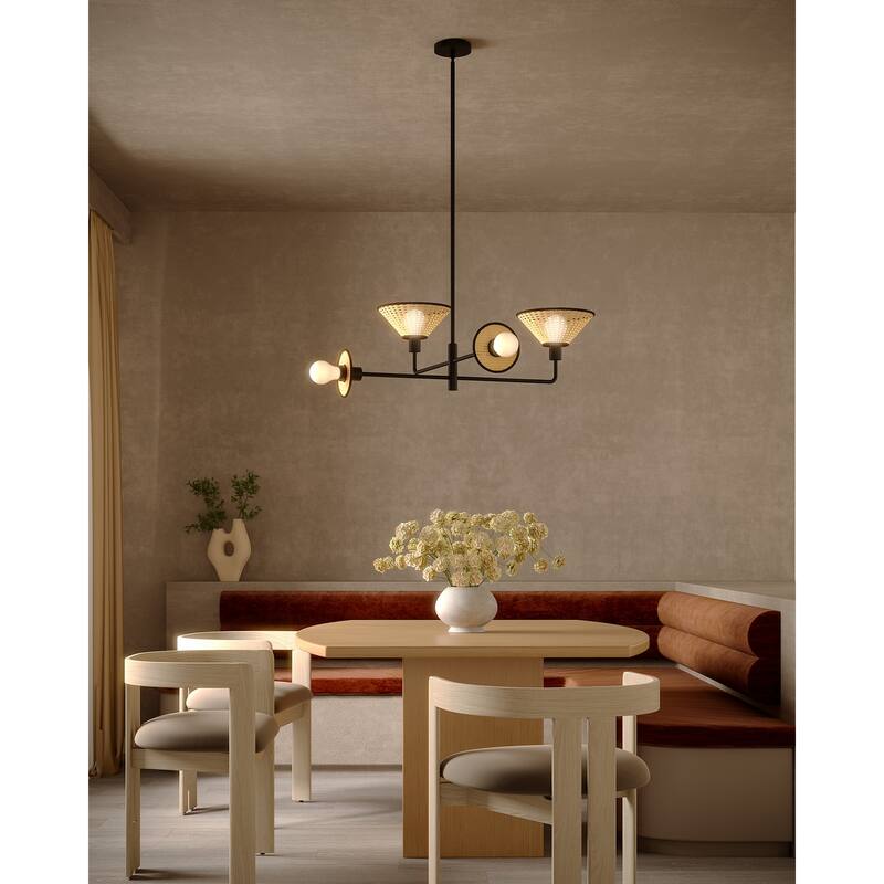 Alora Lighting CH432438 Piper 4 Light 38" Wide Chandelier with Rattan