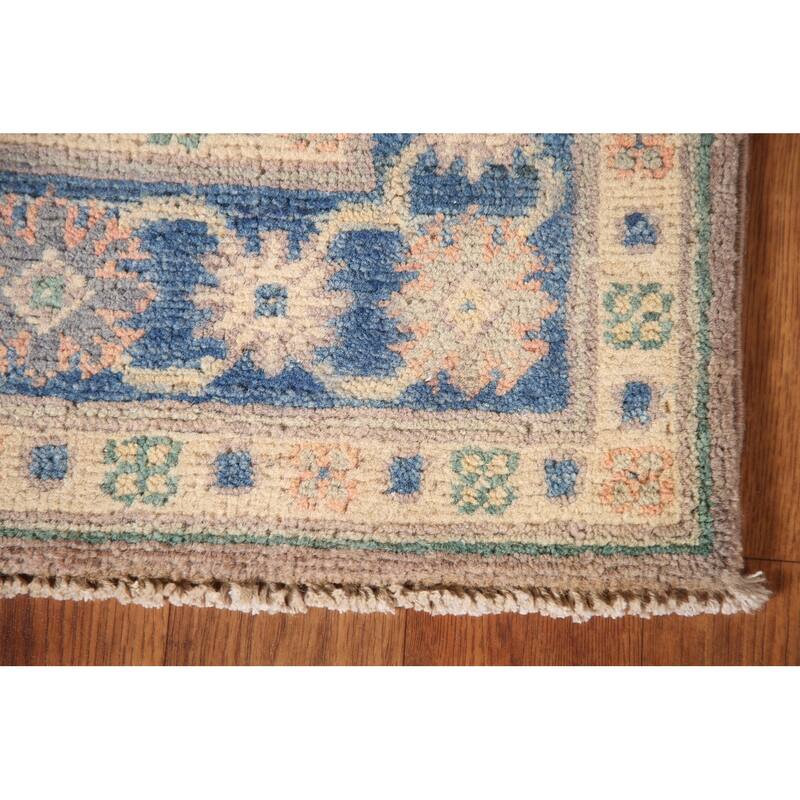 Geometric Kazak Oriental Accent Rug Handmade Brown Wool Carpet - 2'8" x 4'2"