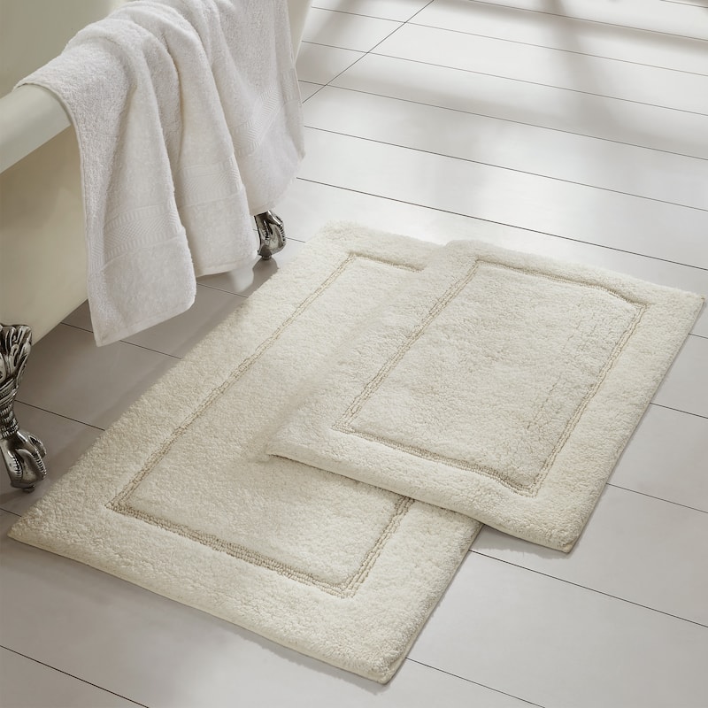 Modern Threads Solid-loop Differently Sized Bathmats (Set of 2) - Ivory