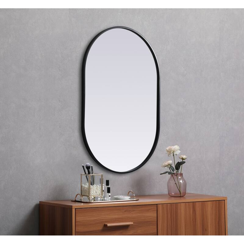 Indigo Home Metal Frame Oval Mirror 24x36 Inch