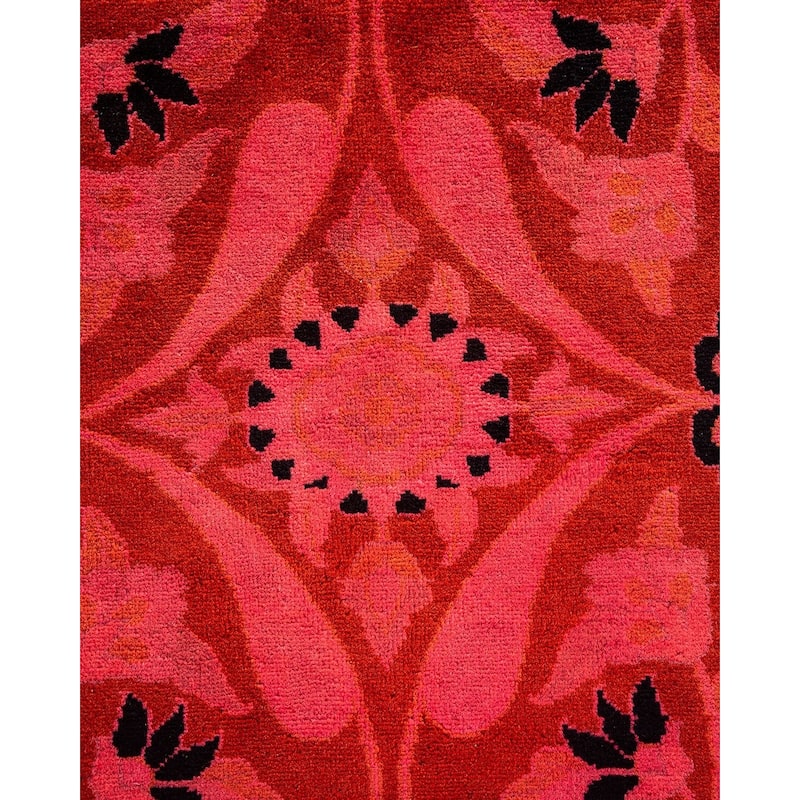 Overton Hand Knotted Wool Vintage Inspired Modern Contemporary Overdyed Pink Area Rug - 10' 2" x 14' 1"
