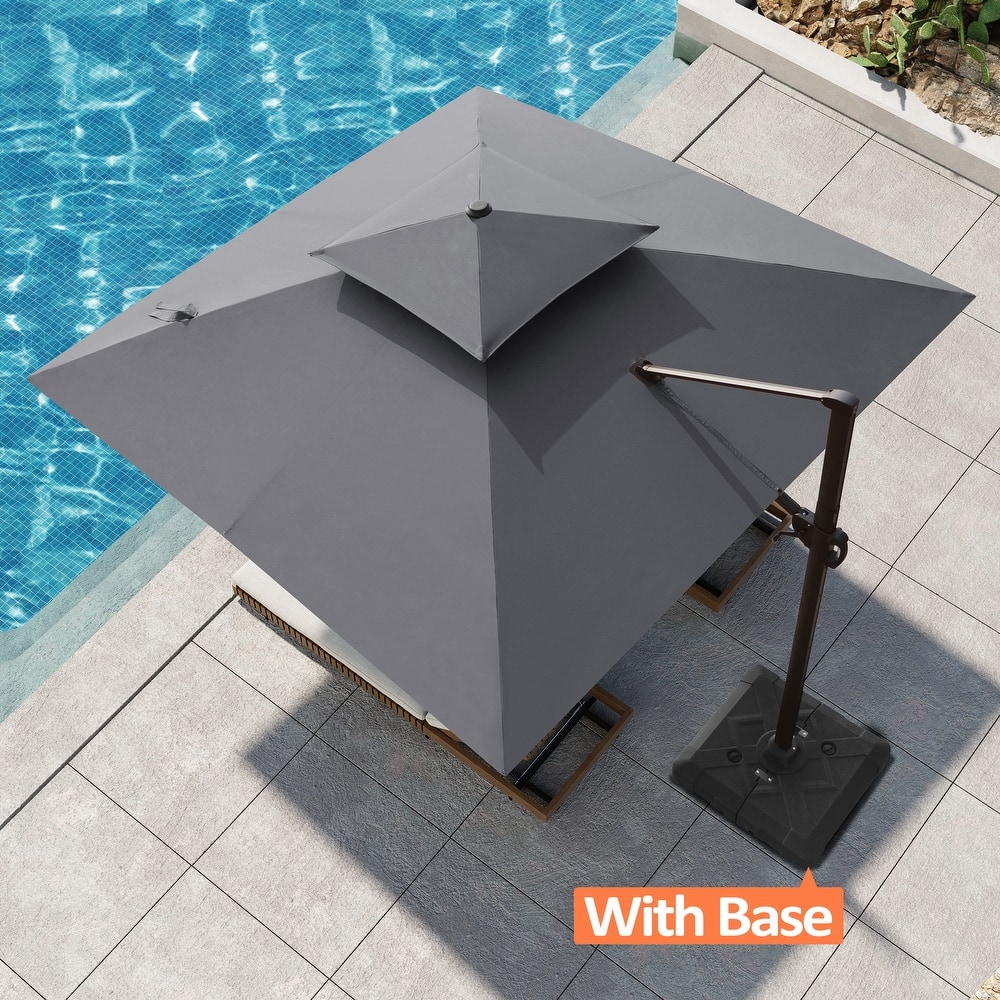 Pellebant Outdoor Patio Cantilever Offset Umbrella 11 ft Double Top with Base