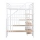 preview thumbnail 17 of 16, Full Size Metal Loft Bed with Staircase, Low Storage Table and Storage Shelves, Black