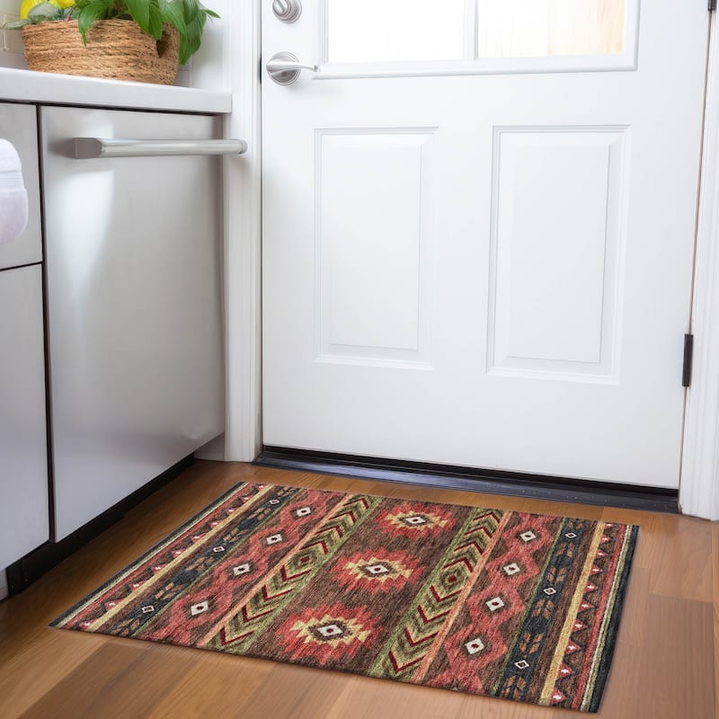 Premium Washable Super Soft Boho Tribal Mayfield Rug - Brown - 1' 8" x 2' 6" - Rectangle