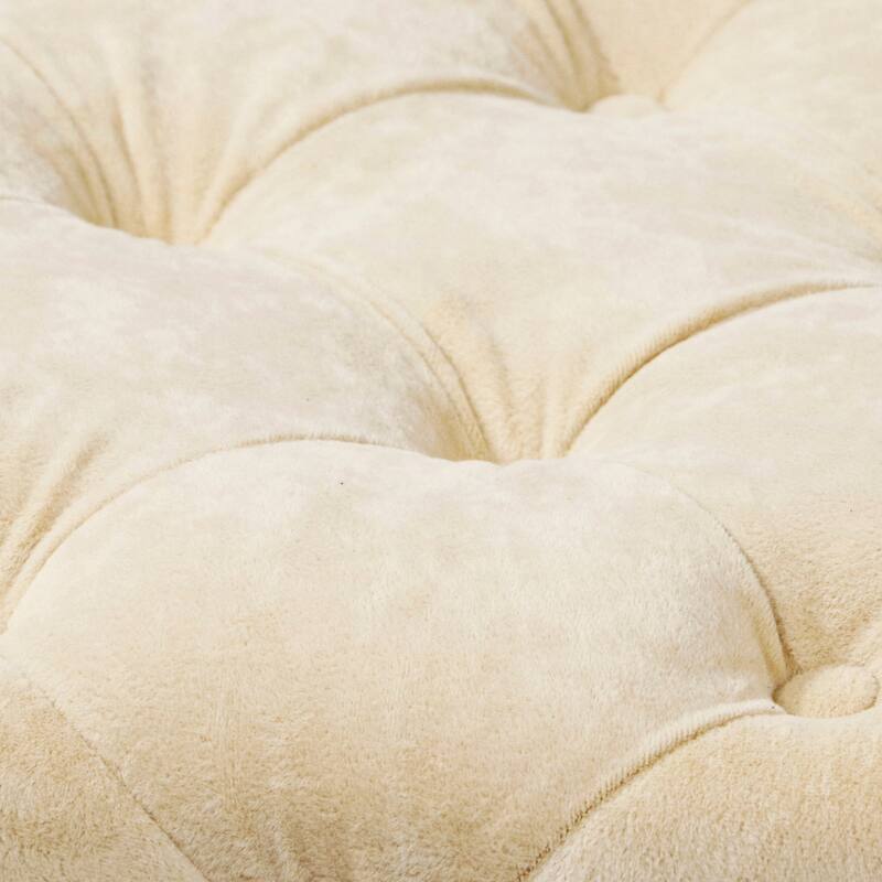 Modern Velvet Upholstered Square Tufted Ottoman by GDFStudio
