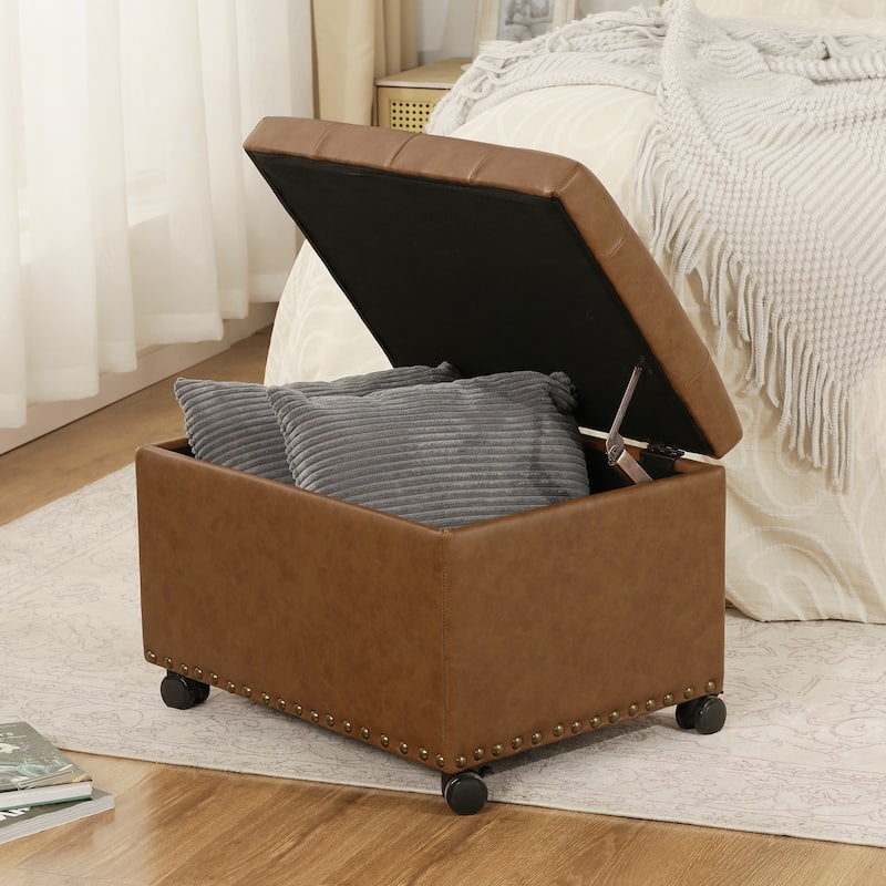 Adeco High End Classy Tufted Storage Ottoman Bench Footstool