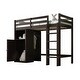 preview thumbnail 12 of 18, Espresso Twin Loft Bed with Wardrobe & Ladder for Kids