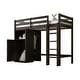 preview thumbnail 12 of 32, Loft Bed Twin Size Wood Loft Bed Frame with Wardrobe Underneath, Kids Bedroom Loft Bed with Ladder and Safety Guardrail