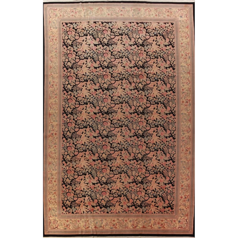 Vegetable Dye Floral Aubusson Chinese Large Rug Handmade Wool Carpet - 11'11" x 17'11"