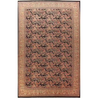 Vegetable Dye Floral Aubusson Chinese Large Rug Handmade Wool Carpet - 11'11" x 17'11"