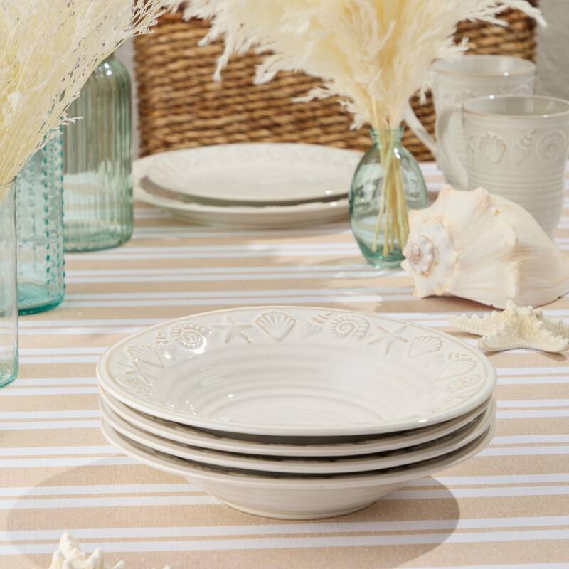 Certified International Coastline Cream 9" Soup/Cereal Bowls, Set of 4 - 9.00"L x 9.00"W x 2.00"H