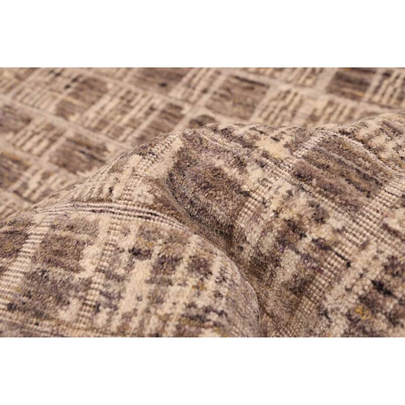 ECARPETGALLERY Hand Loomed Elysian Taupe Wool Rug - 6'5 x 9'11