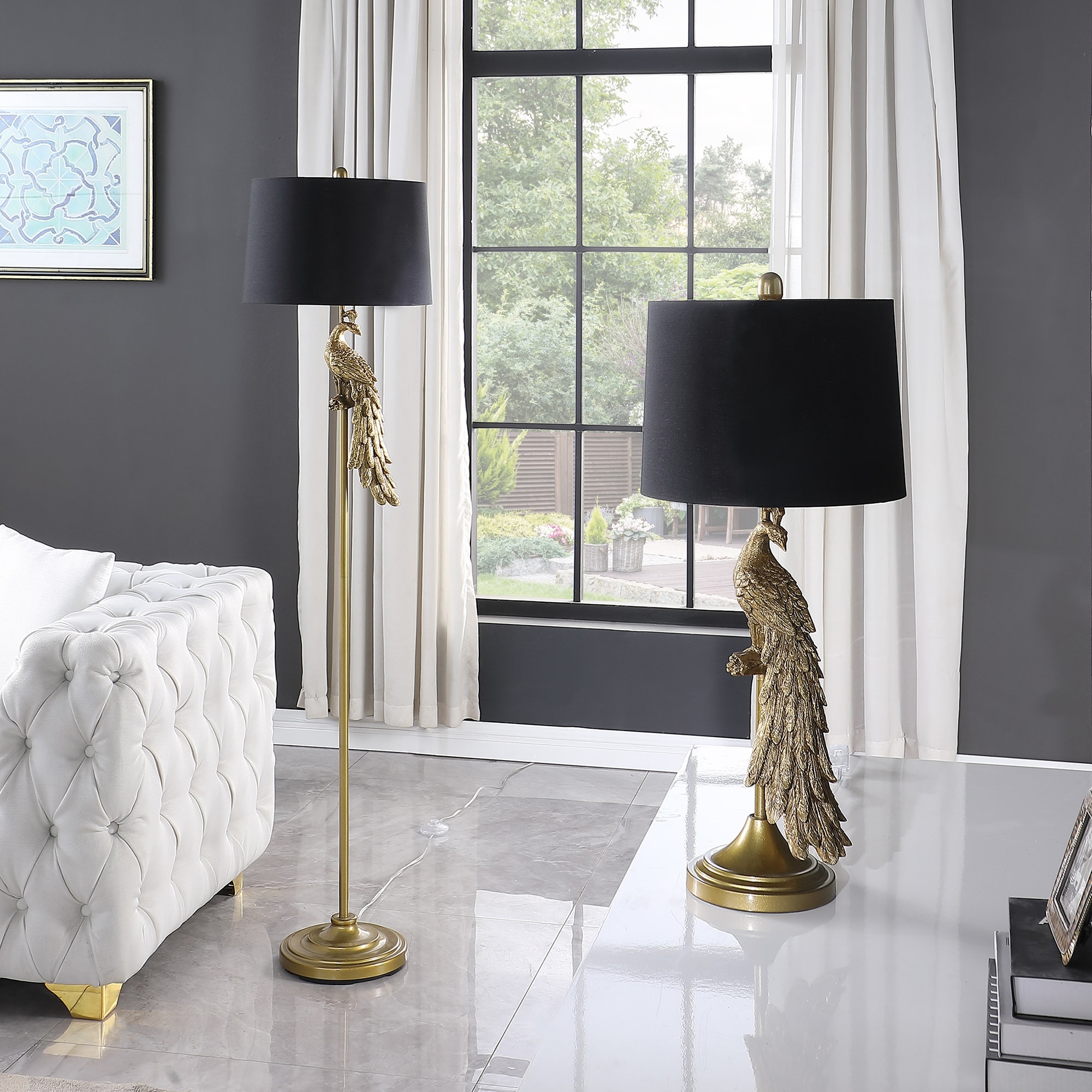 Peacock floor lamp next outlet
