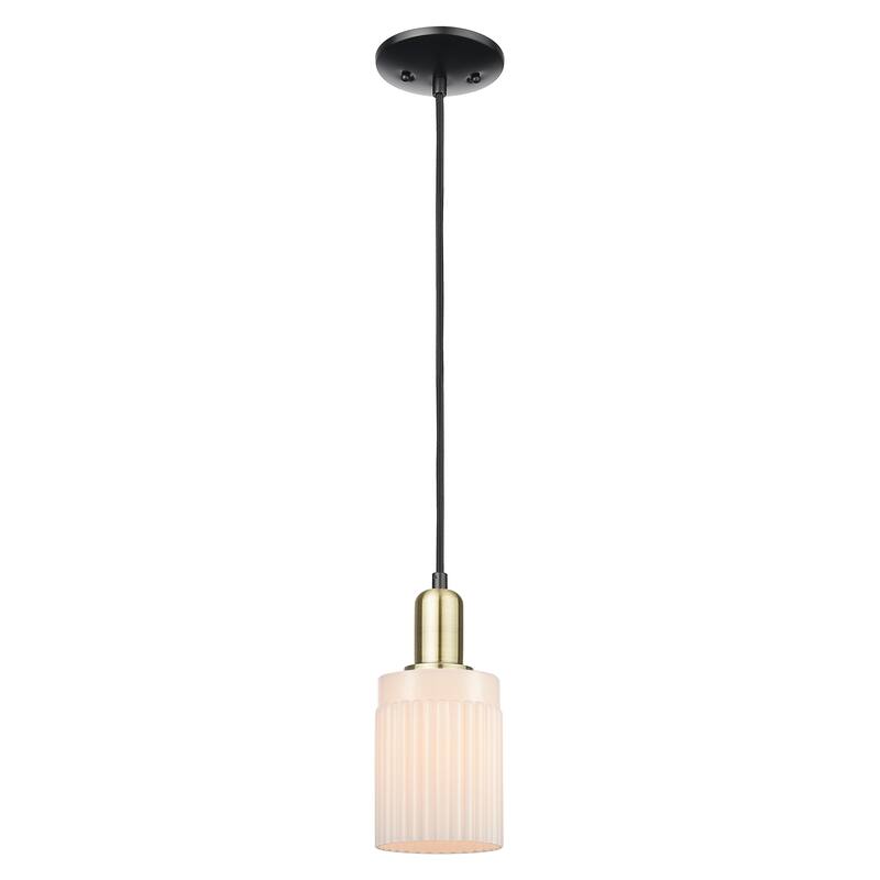 Innovations Lighting Endless Possibilities Arcadia - Hadley - 1 Light 5" Cord Hung Mini Pendant - Black Antique Brass/Matte White