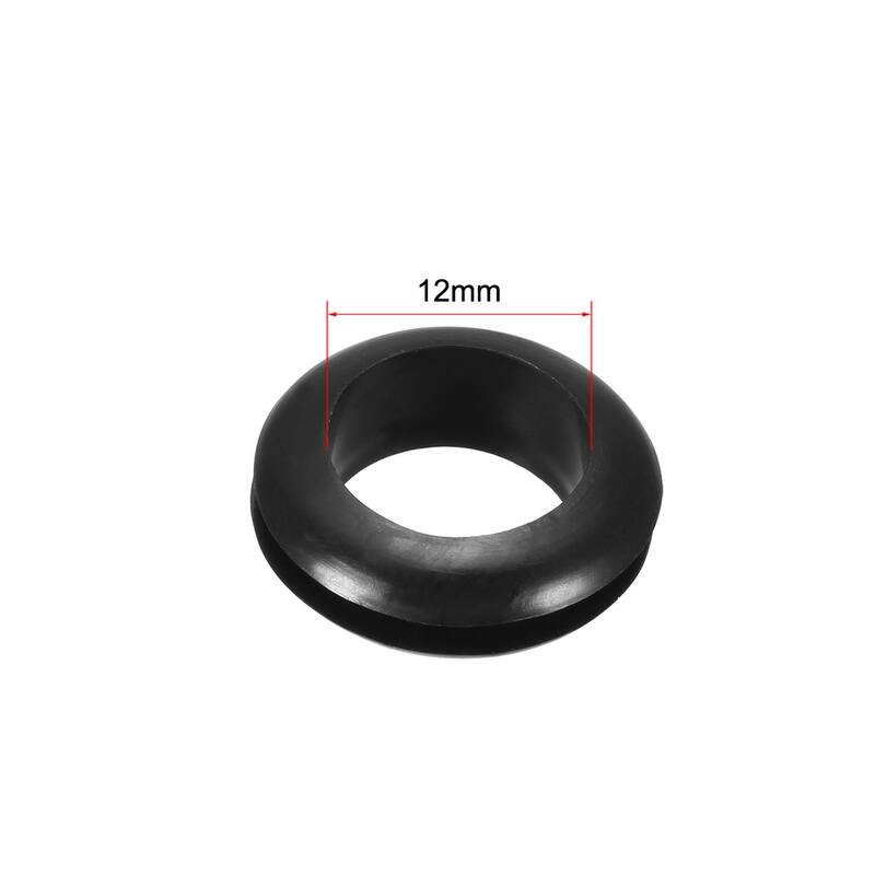 Rubber Grommets 12mm Dia. Wire Gasket Ring for Hole Plug Cable, Black 20 Pieces - Black