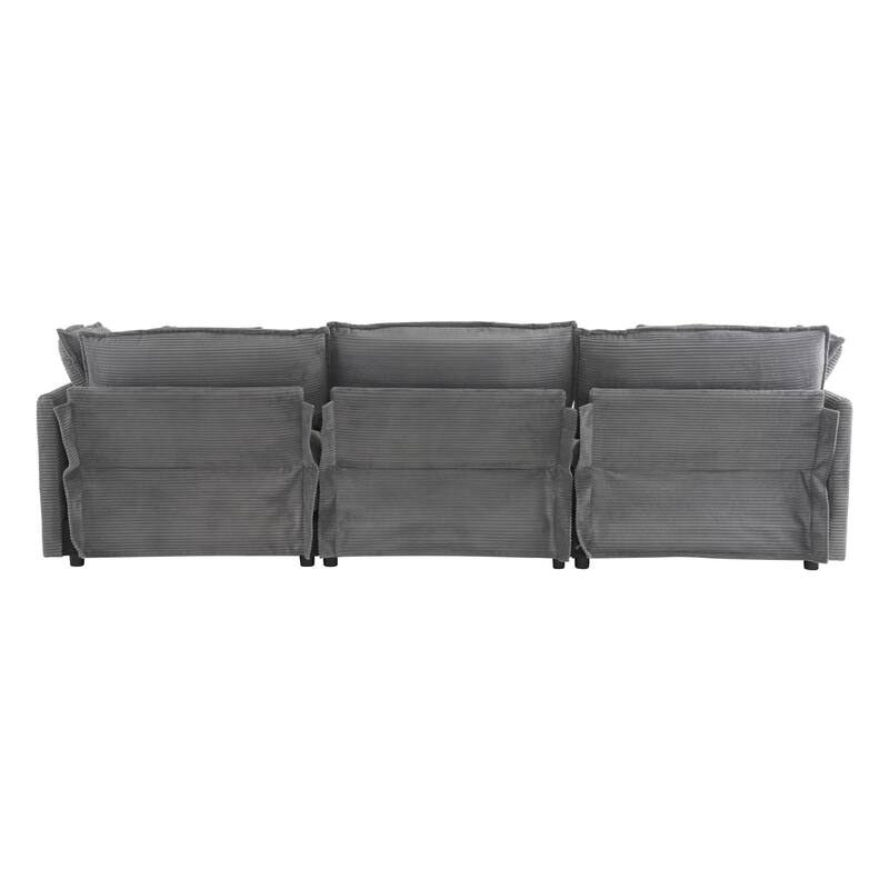 Roomfitters Large Modular Corduroy L-Shape Sectional Sofa with Side Storage Pockets for Living Room Functionality