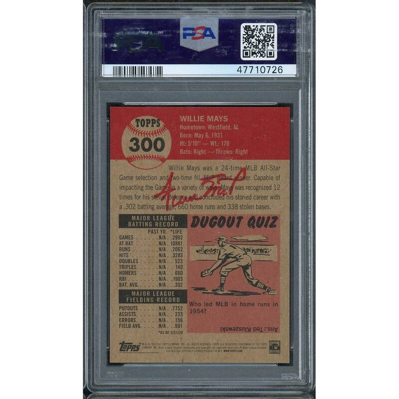 Willie Mays 2020 Topps Living Baseball Card #300 Graded PSA 10 GEM MINT - 8'6" x 11'6"