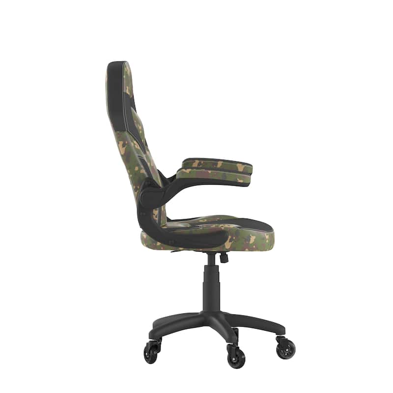 Office Gaming Chair with Skater Wheels & Flip Up Arms - LeatherSoft