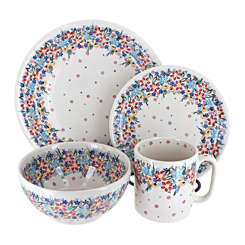 Blue Rose Polish Pottery Vena Dinnerware (4 PC) - Tara