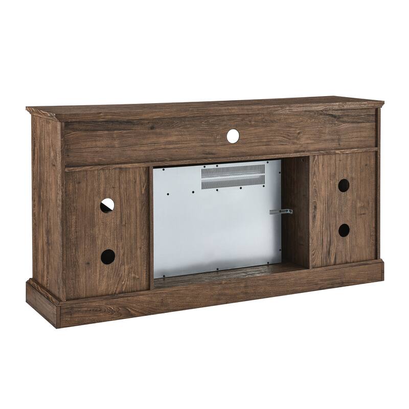 Modern 60-Inch Electric Fireplace TV Stand with Door Sensor, Adjustable Flame, and Storage for Large TVs