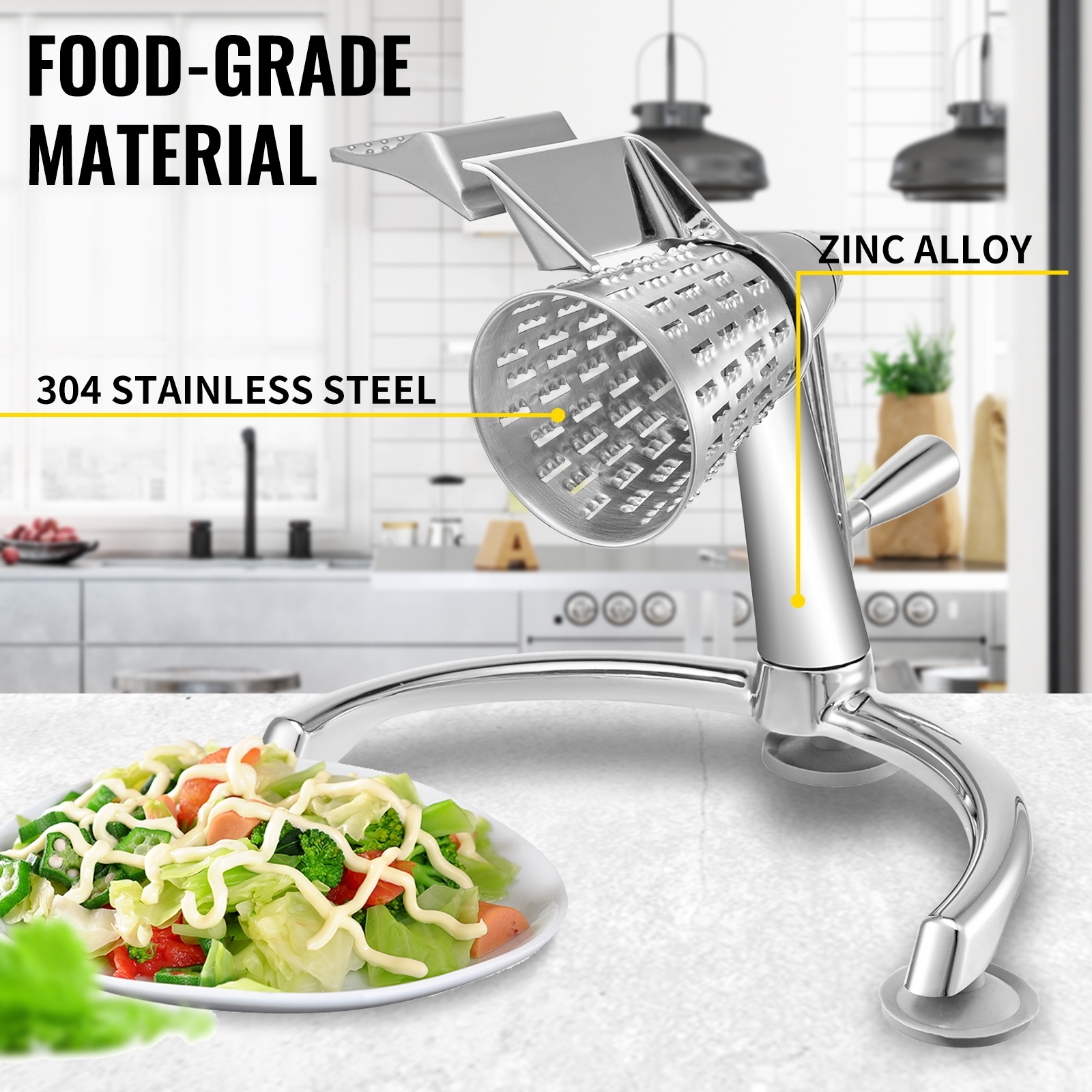 Classic Rotary Cheese Grater,Cheese Grater with Handle,Cheese Shredder,Hand  Crank Grater for Kitchen Gift