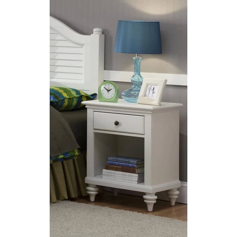 Bermuda 1-Drawer Brushed Off-White Nightstand