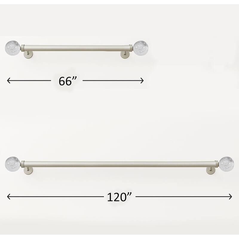 Clear Ball Bubbles Silver Modern Curtain Rod For Windows (66" - 120") - 66" - 120" inches
