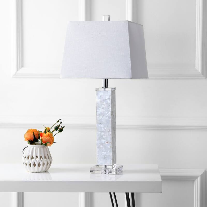 Verna 28.5" Seashell LED Table Lamp, White (Set of 2) by JONATHAN Y